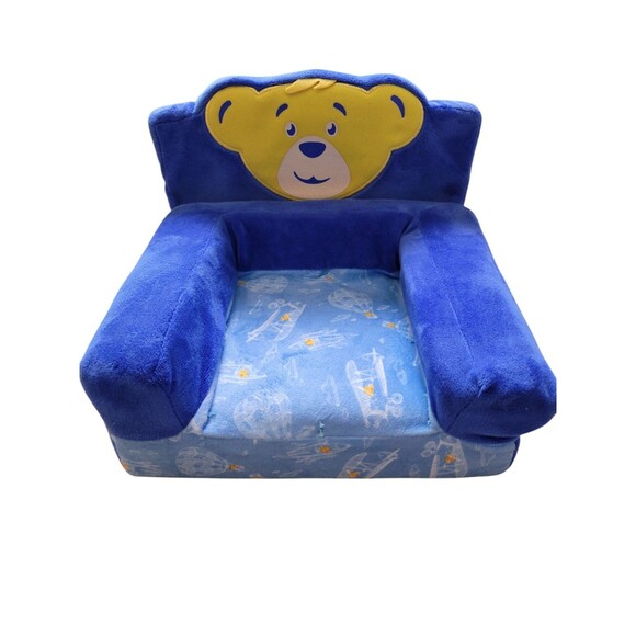 Build A Bear Chair Fold Out Bed/Chair Blue Planes Hot Air Balloons Space EUC - Picture 1 of 9